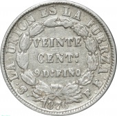 Боливия 20 сентаво 1876 года